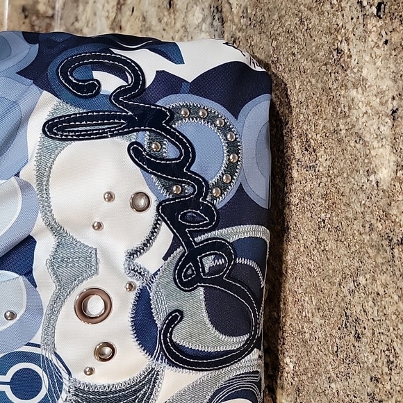 COACH POPPY EUC BLUE  APPLIQUE GLAM SET TOTE - Picture 9 of 13